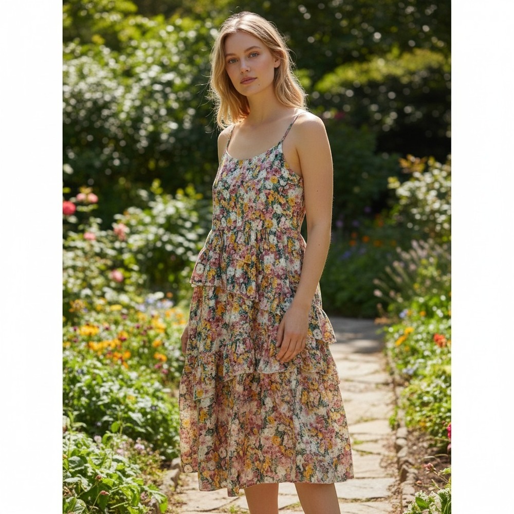Floral Tiered Dress By Jiezouqou Yin Yu Wei Western Prairie Boho Large Feminine